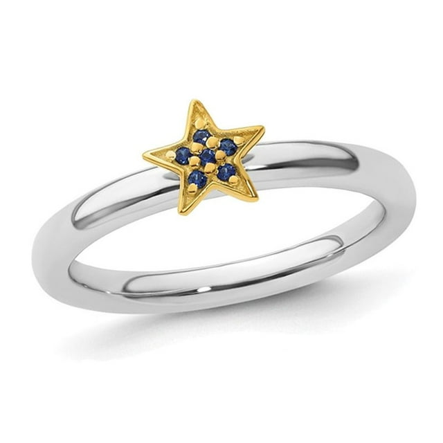 Star Ring with Lab-Created Blue Sapphires in Sterling Silver