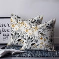 thumbnail image 2 of Pillow Covers 20x20 Set of 2, Vintage Botanical Throw Pillow Covers Decorative Couch Cushion Cover, Yellow Grey Spring Floral Birds Microfiber Soft Square Pillowcases for Bedroom Living Room Sofa, 2 of 7