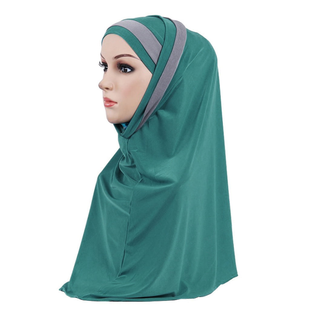 Double Loop Instant Soft Cotton Jersey Hijab Scarf Ready To Wear Teal color 