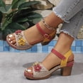 thumbnail image 3 of Dakaela Wedges Sandals for Women Dressy 2025 Open Toe Chunky Heeled Flower Shoes with Arch Support, 3 of 8