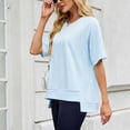 thumbnail image 5 of Women Crew Neck Half Sleeve Sweatshirt Tops Summer Loose Elbow Length Tee Shirts Business Casual Blouses Womens Solid Shirt Tunic Raglan Women's Tee Shirts Shirts for Women Trendy Plain Tees for Women, 5 of 7