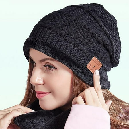 

Haykey Kids Beanie Kids Winter Hats Men Women Bib Sets Bluetooth 5.0 Earphones Music And Cashmere Warm Knitted Hat