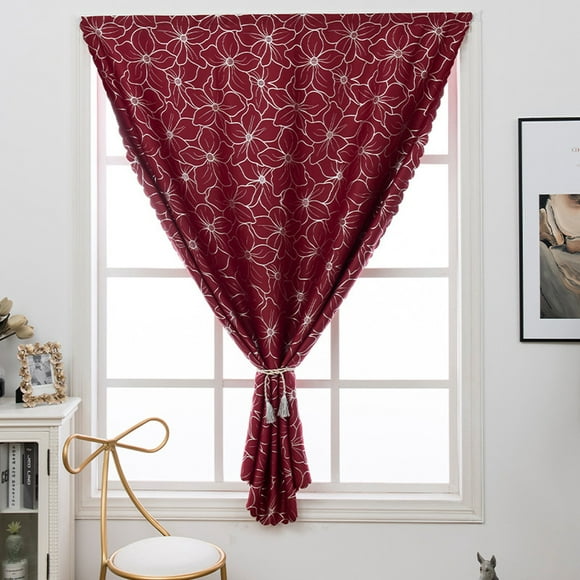 Lily Gold Stamping Curtains with Magic Sticker for Living Room Bedroom Window Shading Decor Color:wine red Size:1*1.3 meters high