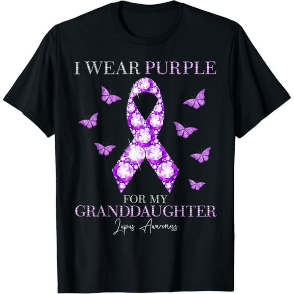 t-shirt I Wear Purple For My Granddaughter Lupus Awareness T-Shirt mens t shirt,black,women,funny,misfits,men,journey
