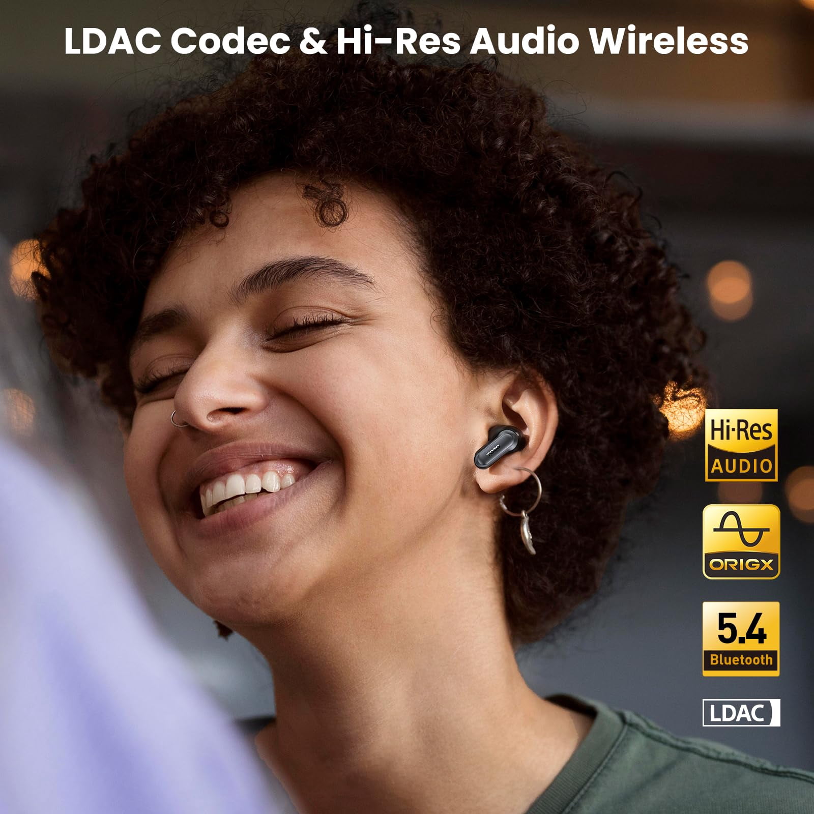 TOZO NC20 Active Noise Cancelling Wireless Earbuds, LDAC Hi-Res Sound Bluetooth Headphones, 6 Mics AI Call Ear Buds 80H Playtime, Dual Pairing, 32 EQ via App, IPX8 Waterproof, Wireless Charging Case