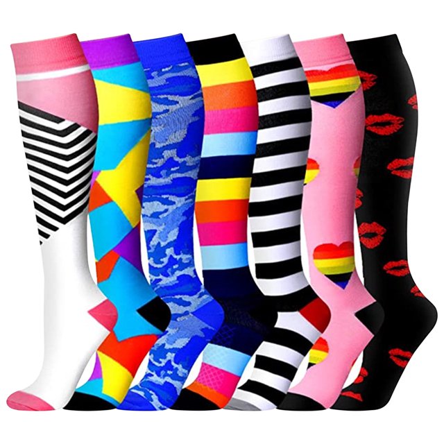 Calcetines de compresión para deportes de ocio Calcetines de compresión de tubo largo para exteriores para hombres y mujeres Calcetines deportivos para correr Fitness 7PCS Wmkox8yii jkg3639