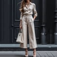 thumbnail image 2 of Stamzod 2 Piece Sets for Women Business Casual Outfits Long Sleeve Shirts with Pants Spring Summer Office Work Sets Beige XXL, 2 of 8