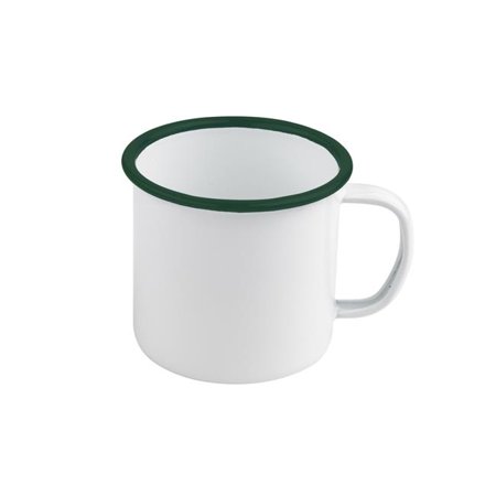 

Packnwood 294ENMUG250 3.5 x 2.8 in. 8 oz Rim Enamel Mug White with Green - 12 Piece