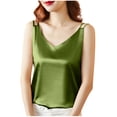 thumbnail image 3 of Satin Tank for Women Summer Office Ladies V-Neck Crop Vest Silk Tops Oversized Camisole Sleeveless Vest, 3 of 7