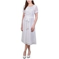 thumbnail image 1 of NY Collection Womens Swiss Dot Pin Tuck Midi Dress, natural, Petite, PL, 1 of 1