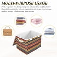 thumbnail image 6 of Yayeee Collapsible Cube Storage Bin with Lid Fabric Closet Decorative Basket with Handles, Brown Geometric, 6 of 7