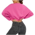 thumbnail image 5 of WREESH Womens Fashion Loose Cropped Sweatshirts Solid Color Long Sleeve Pullover Crewneck Sweatshirt Comfortable Breathable Workout Blouses Hot Pink, 5 of 6