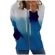 thumbnail image 2 of Pntutb moda mujer manga larga cremallera frente abierto suelta prendas de vestir exteriores blusa estampada abrigo Tops bolsillos blusa con capucha liquidación Pntutb Pntutb-6479, 2 of 5