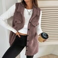 thumbnail image 3 of FAIWAD Women's Button Down Fleece Outerwear Vest Sleeveless Warm Fuzzy Long Jacket Casual Oversized Fall Winter Clothes, 3 of 9