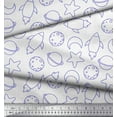 thumbnail image 3 of Soimoi White polyester Crepe Fabric Planet & Stars Galaxy Print Fabric by the Yard 42 Inch Wide, 3 of 3