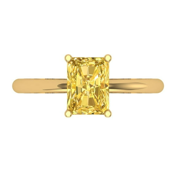 Solitaire Engagement Ring for Women - 1.75ct Simulated Yellow Diamond in 18K Yellow Gold Promise Ring