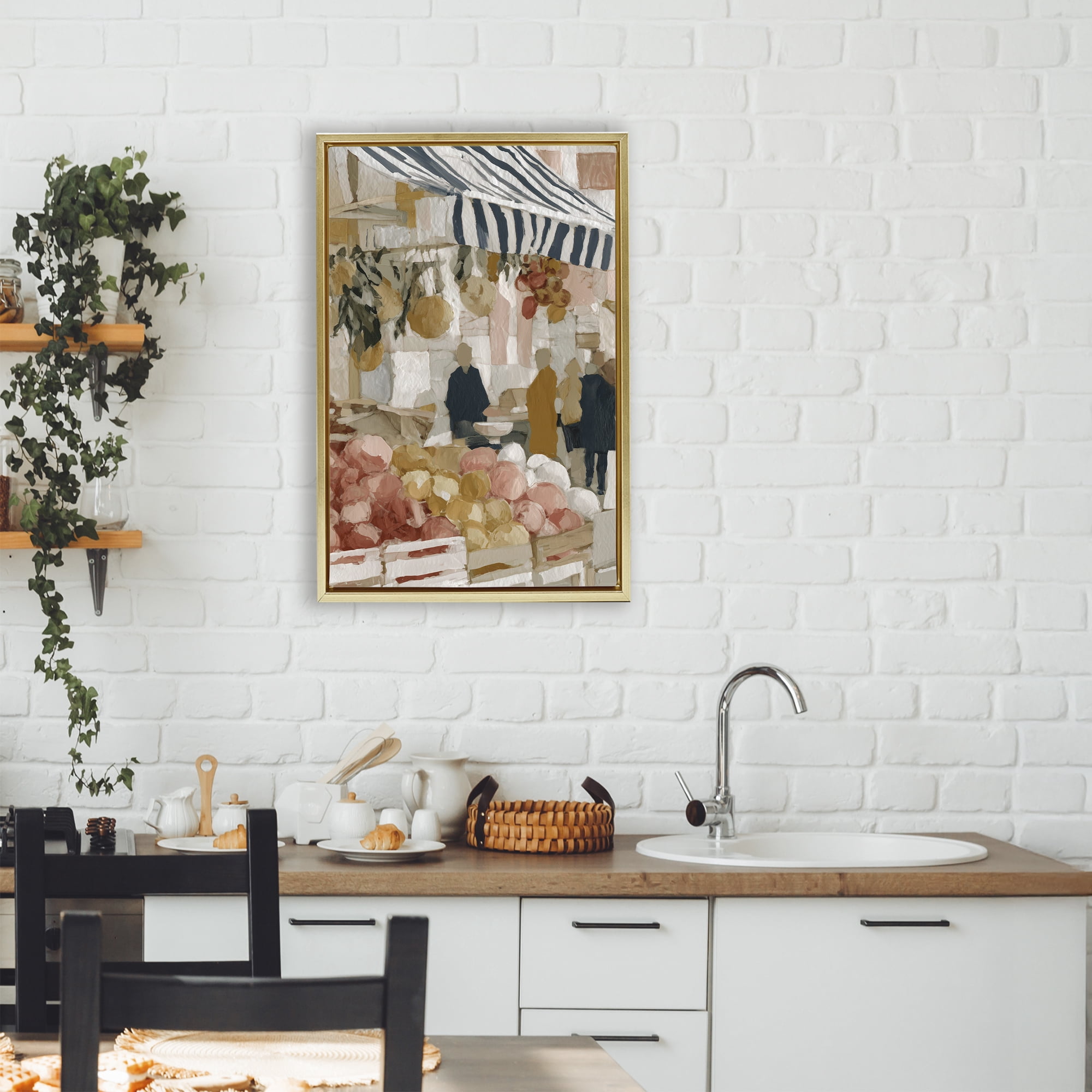 Stupell Industries Market Stall with Fresh Citrus Gold Framed Floater Canvas Wall Art, design by Chromatic Storm Studio