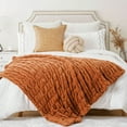 thumbnail image 4 of Battilo Orange Faux Fur Throw Blanket, Reversible Faux Rabbit Fur Throws,Fall Blanket,50"x60", 4 of 8