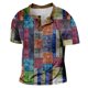 thumbnail image 5 of Men'S Printed T-Shirt Outdoor Retro Button Loose Short Sleeve Top2XL, 5 of 5