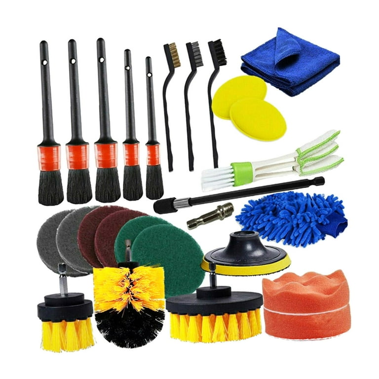 26x Auto Detailing Brushes , Brush Polishing Cleaning Tool Set for Tire Rim  Vents Wheel Leather exterior y interior Cleaning 