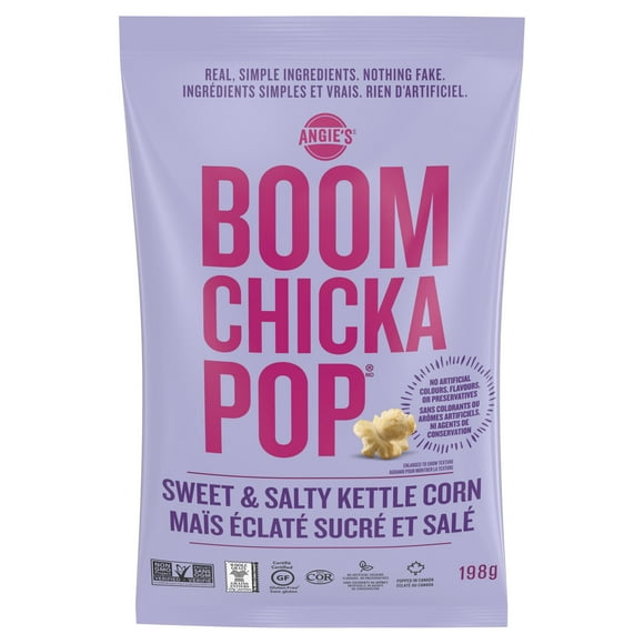 Angie’s BOOMCHICKAPOP® sans gluten sucré et salé végétalien maïs éclaté prêt à manger Une collation sans cholestérol, à grains entiers, sans OGM, kasher, sans gluten