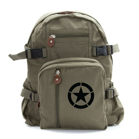 WWII Military Invasion Star Backpack Vintage Style School