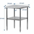 thumbnail image 2 of Garvee Stainless Steel Work Table, 24 x 24 x 34", 2 Tiers,  Food Prep Worktable, Silver, 2 of 9