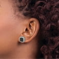 thumbnail image 3 of Sterling Silver Rhodium-Plated Polished Black Spinel Square Post Earrings (Width 11.8) (Length 11.65) - Jbsp, 3 of 5