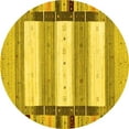 thumbnail image 1 of Ahgly Company Machine Washable Indoor Round Abstract Yellow Contemporary Area Rugs, 8' Round, 1 of 4