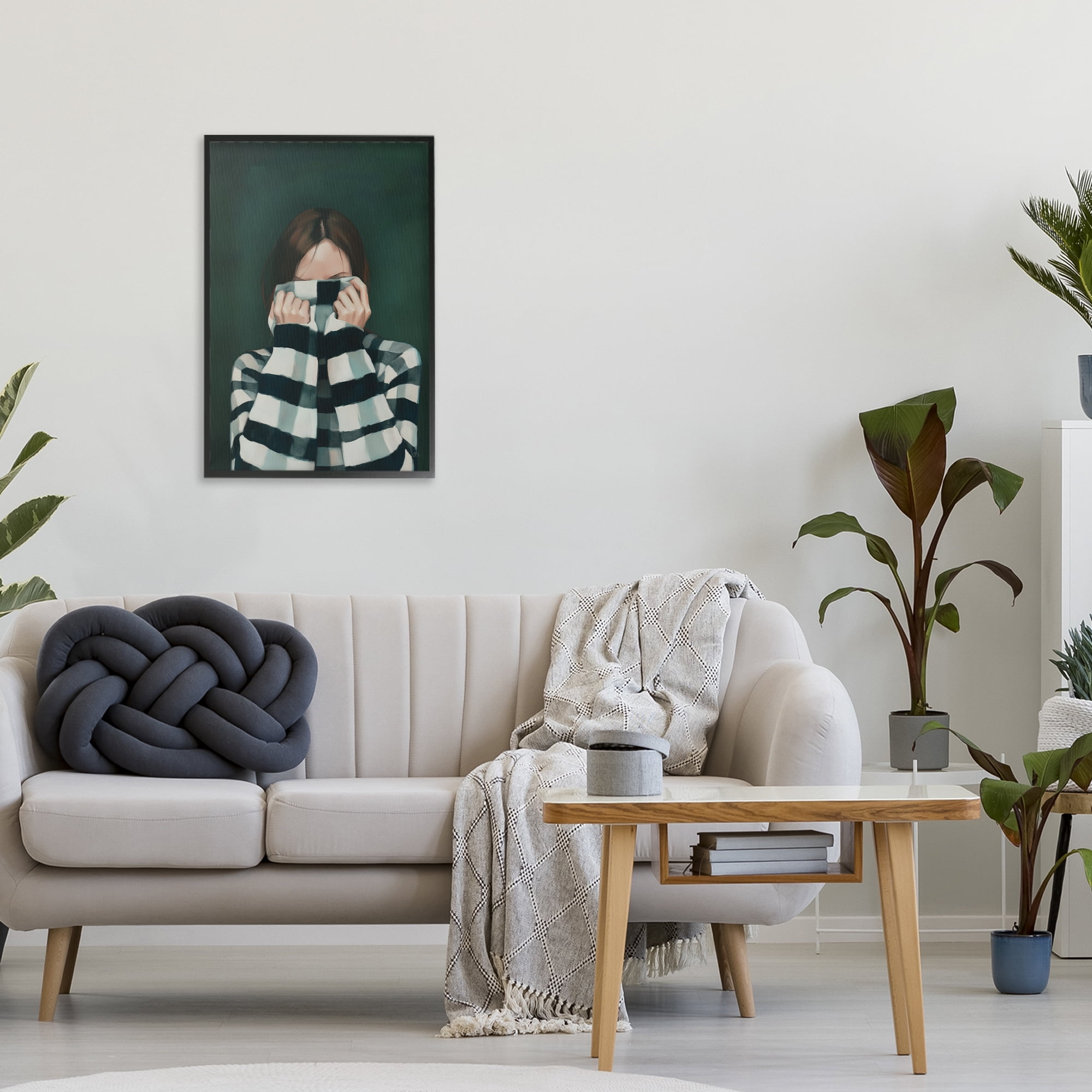 Stupell Industries Warmed Striped Sweater Portrait Black Framed Giclee Art, design by Ros Ruseva