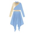 thumbnail image 5 of ZALDITA Women Praise Dance Dress Turtleneck Long Sleeve Worship Liturgical Lyrical Dancewear Light Blue S, 5 of 7