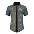 thumbnail image 5 of INSPIRE CHIC Men's Sequin Party Shirt Contrasting Color Short Sleeve Button Down Top M Silver, 5 of 6