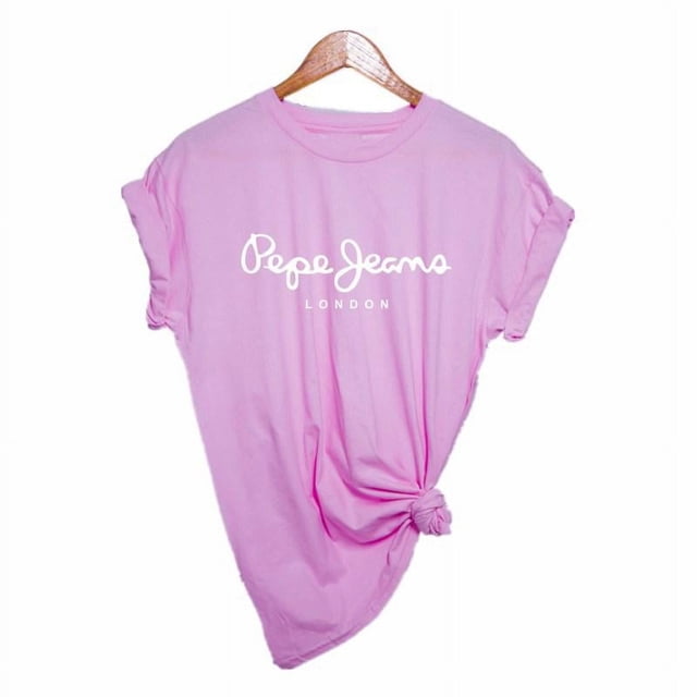 Nuevo estilo de pareja de algod贸n puro, camiseta estampada a la moda, ropa holgada de manga corta para mujer