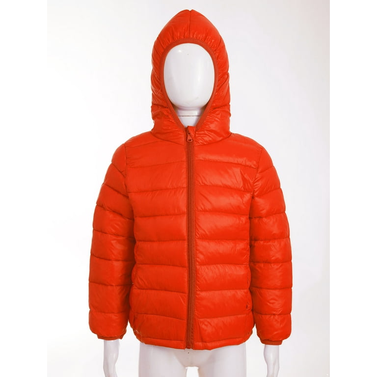 inhzoy Kids Girls Boys Lightweight Winter Coats Puffer Hooded Jacket Windbreaker Outwear Orange 13 14