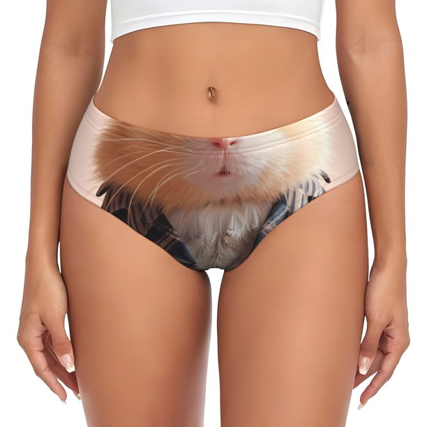 Balery Cute Mouse In Glasses Ropa Interior de Algodón para Mujer con Dibujo – Braguitas Cómodas y Elásticas, Estilo Clásico-4X-Large