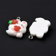 thumbnail image 4 of 50pcs Resin Pendants with Platinum Iron Findings Cute Rabbit with Strawberry White 26.5x17.5x7.5mm Hole: 2mm, 4 of 4