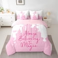 thumbnail image 2 of Manfei Fairy Tale Castle 7-Piece Twin Bedding Sets,Always Believe In Magic Bedding Comforter Set,Pink White Sheet Sets For Girls,Ultra Soft Home Decor Reversible, 2 of 8
