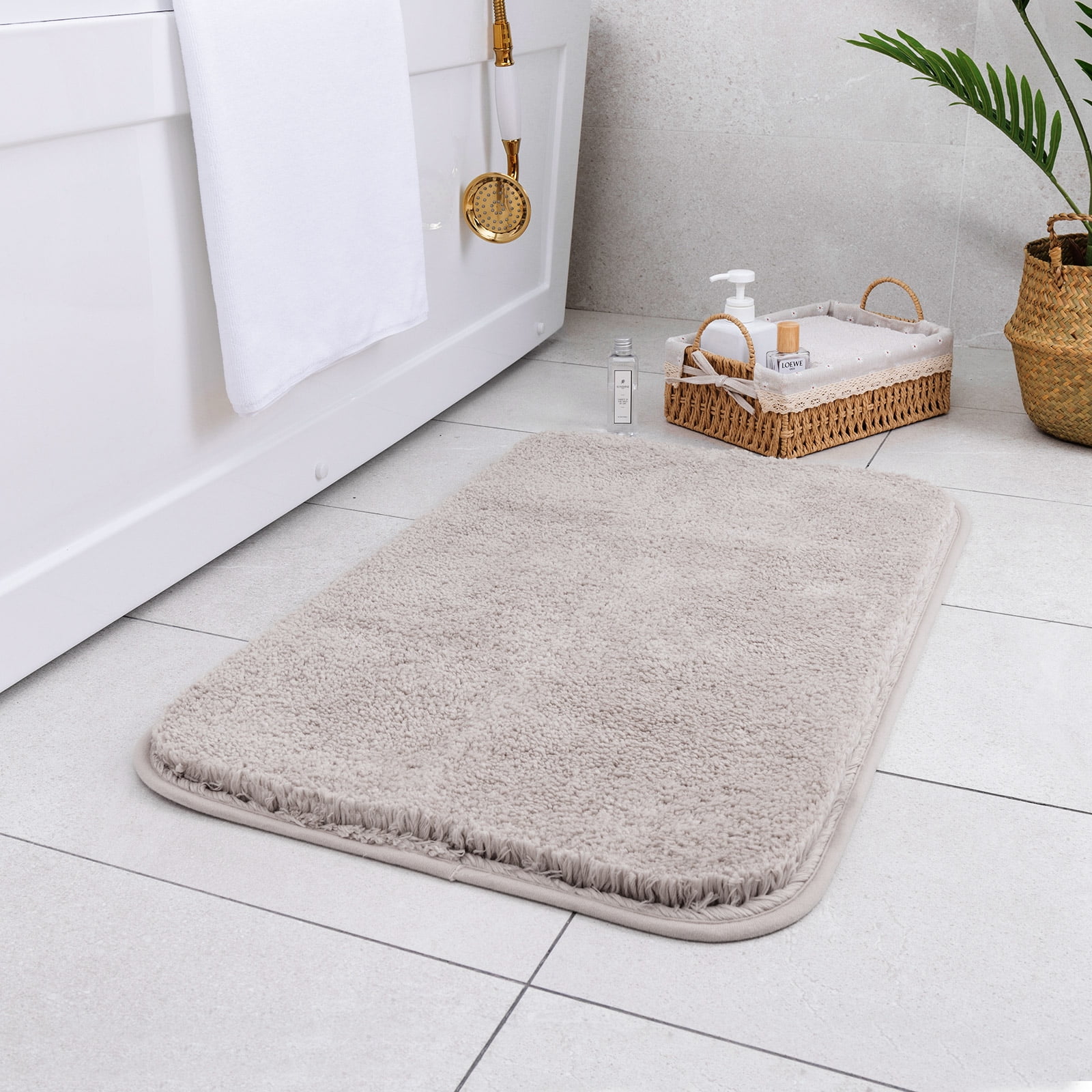 NEW Absorbent Soft Velvet Footprint Bath Bathroom Floor Shower Mat Rug Nonslip 