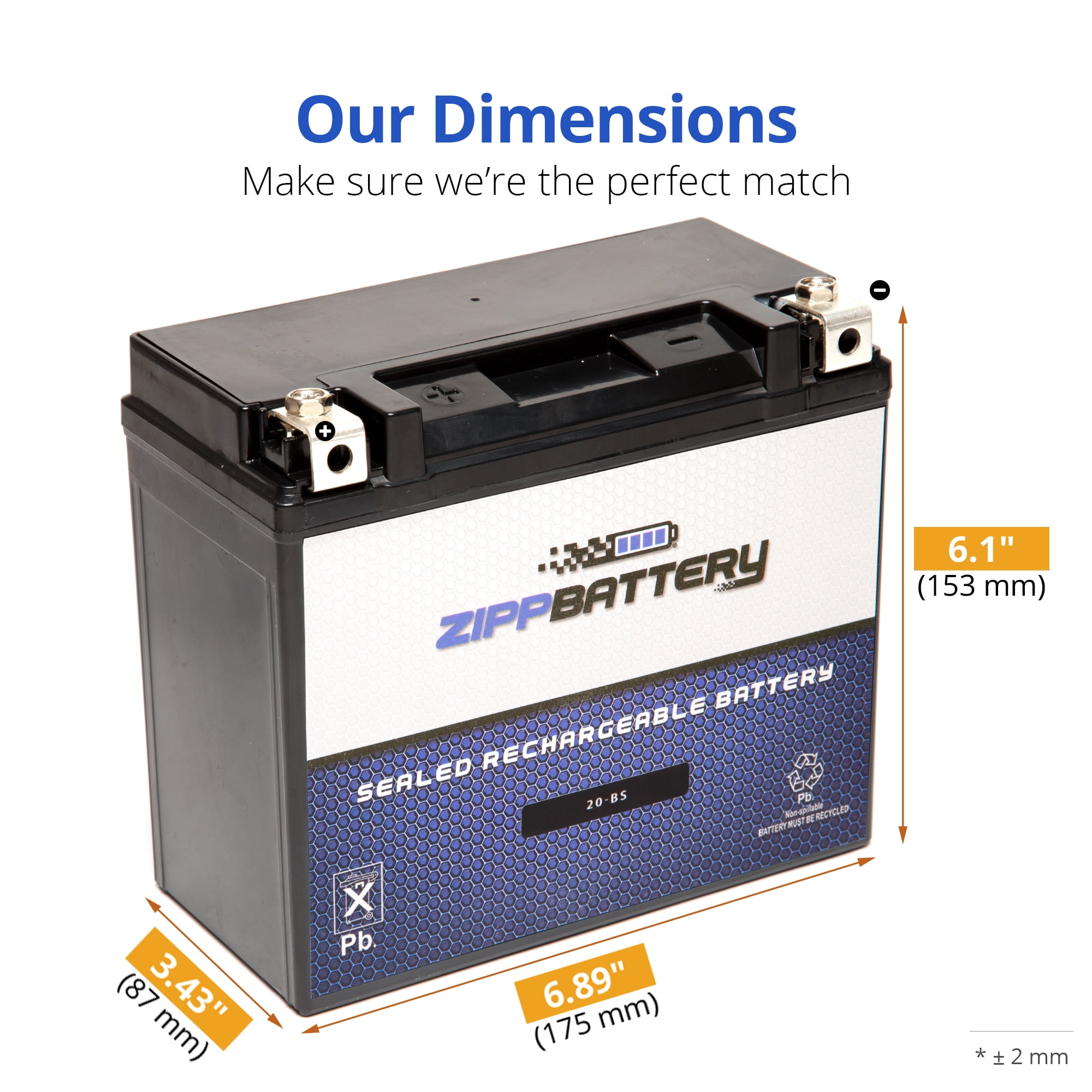 Zipp Battery YTX20-BS (20-BS 12 Volt,18 Ah, 270 CCA) Motorcycle Battery for Harley-davidson 883cc Xlh Sportster 1986