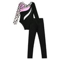 thumbnail image 5 of YEAHDOR Girls Juniors Long Sleeve Dancewear Shiny Rhinestones Leotard with Leggings Sports Gym Suit Dance Outfit Leopard 14, 5 of 7