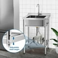thumbnail image 3 of YORKING Stainless Steel Utility Sink, Free Standing Single Bowl Kitchen Sink with Cold and Hot Water Pipe for for Laundry Room Farmhouse Indoor and Outdoor Sink (22 inch), 3 of 7