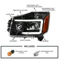 thumbnail image 3 of Spec-D Tuning Black Headlights w/LED Light Bar Compatible with 2004-2015 Nissan Titan, 2004-2007 Armada, Left + Right Pair Headlamp Assembly, 3 of 6