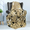 thumbnail image 4 of Tan Soft Flannel Fleece Throw Blanket, Funky Grungy Composition with Circles and Dots Retro Imaginative Print, Cozy Plush for Indoor and Outdoor Use, 50" x 70", Black White Tan, by Ambesonne, 4 of 5