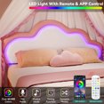 thumbnail image 2 of Upholstered bed frame, LED bed frame with PU artificial leather, adjustable gimbal bed frame My Lux Decor Round, 2 of 6