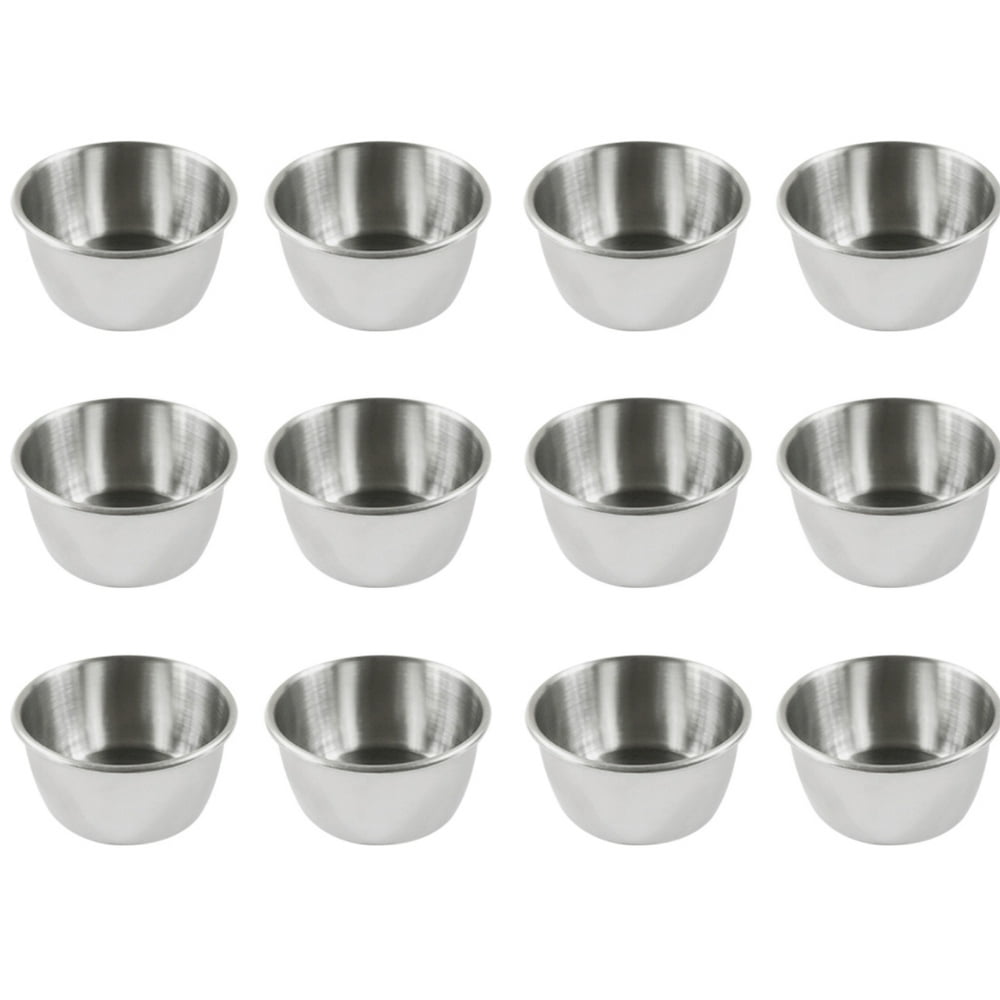OUNONA 12pcs Stainless Steel Condiment Sauce Cups Tomato Sauce Container Dipping Bowl for