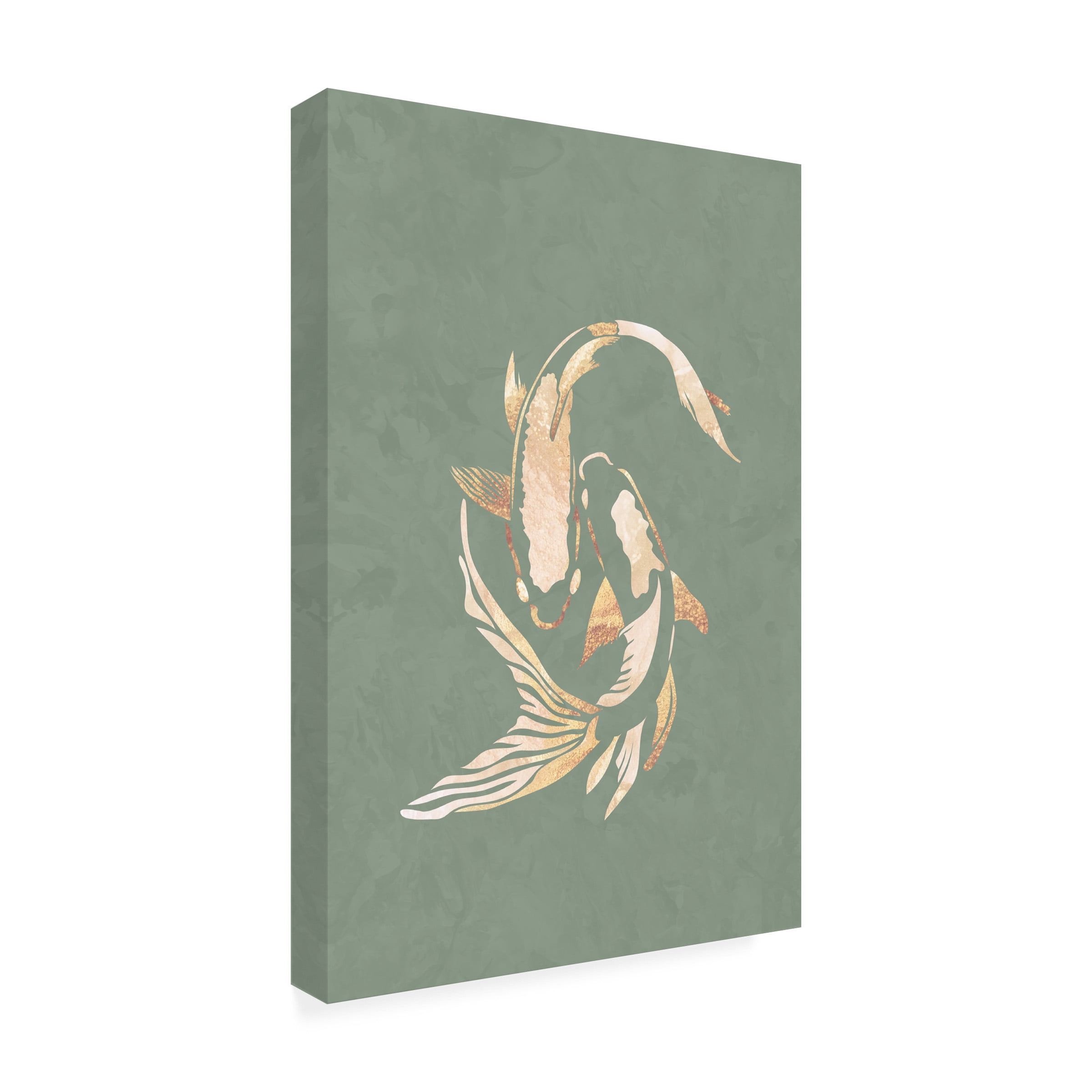 Trademark Fine Art Sarah Manovski  Sage Green Gold Koi Fish 1 Canvas Wall Art - 30x47