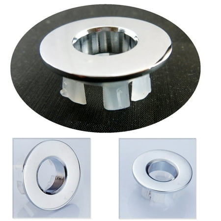 2pcs Bathroom Kitchen Sink Overflow Trim Ring Chrome Hole Cover Cap Round Insert Remplacement