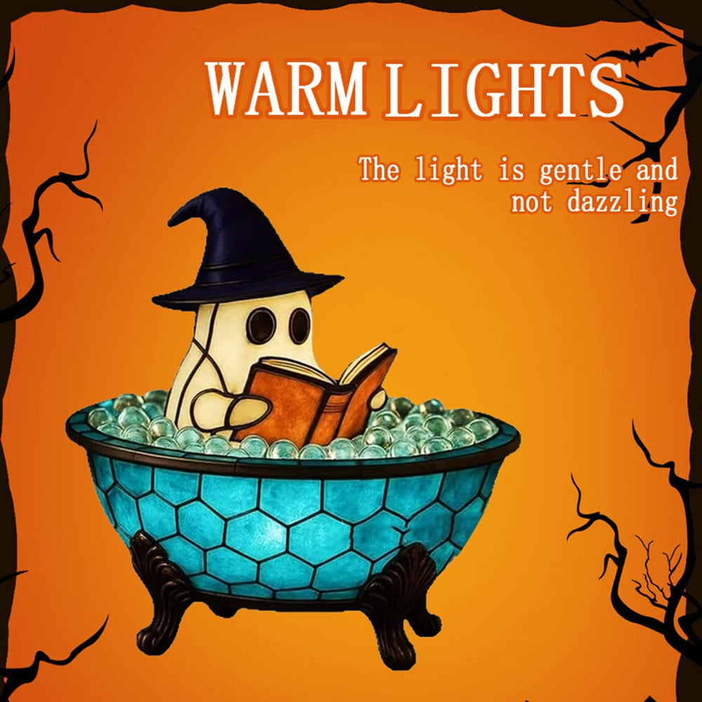 Halloween Party Ghost Bubble Bath Lamp, Halloween Ghost Night Light, Cute LED Lamp for Bathroom Decor, Ghost-Themed Bathtub Lamp for Halloween Party or Gift