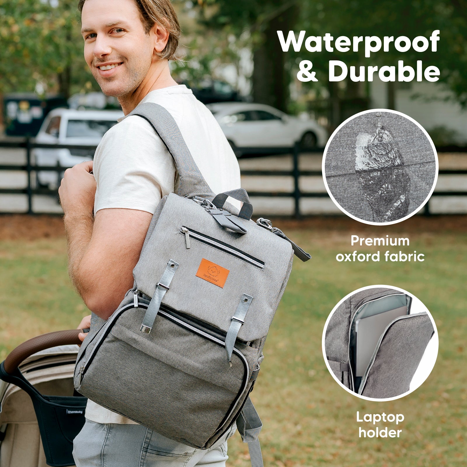 KeaBabies Explorer Diaper Bag Backpack, Baby Bags, Changing Pad, Stroller Straps - image 4 of 10