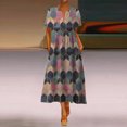 thumbnail image 1 of Robes Femmes Grande Taille Imprimé Quotidien Décontracté Manches Courtes Vintage Bohème Col en V Robe en Liquidation, 1 of 8